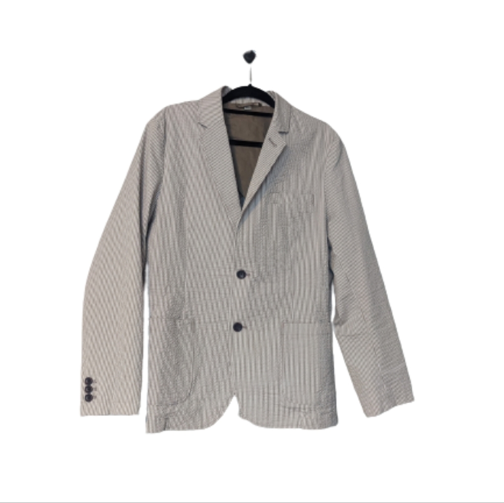 Goodfellow Co. Blazer Sports Coat Striped Medium Casual Formal Seersucker Tan